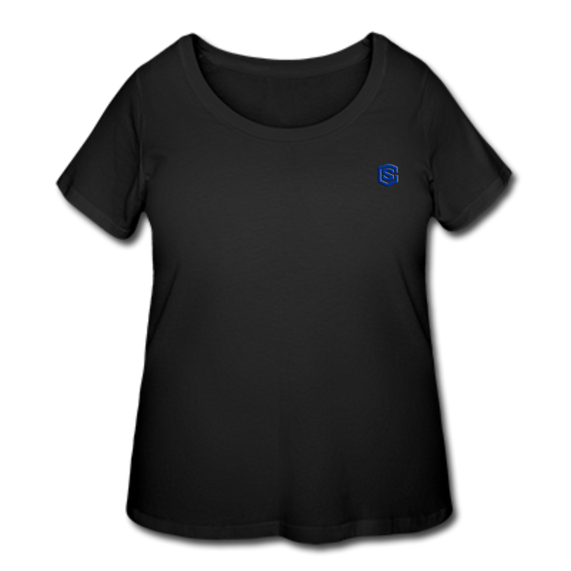 Women’s Curvy T-Shirt   WITH BLUE LOGO - black