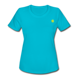 Women's Moisture Wicking Performance T-Shirt   WITH YELLOW LOGO - turquoise