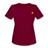 Women's Moisture Wicking Performance T-Shirt   WITH YELLOW LOGO - burgundy