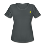 Women's Moisture Wicking Performance T-Shirt   WITH YELLOW LOGO - charcoal