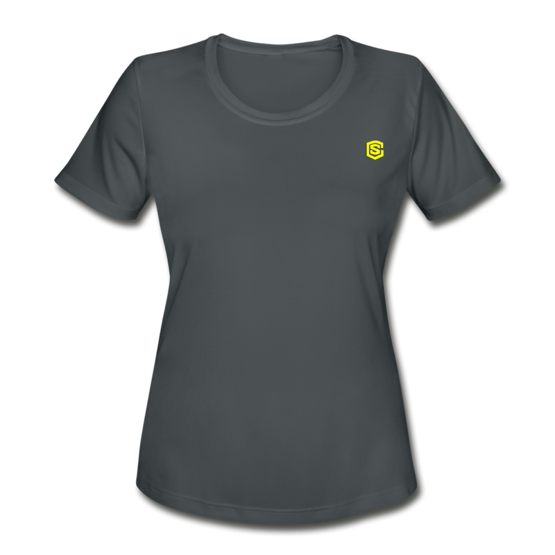 Women's Moisture Wicking Performance T-Shirt   WITH YELLOW LOGO - charcoal