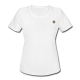 Women's Moisture Wicking Performance T-Shirt   WITH BROWN LOGO - white