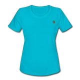 Women's Moisture Wicking Performance T-Shirt   WITH BROWN LOGO - turquoise