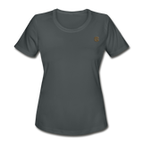 Women's Moisture Wicking Performance T-Shirt   WITH BROWN LOGO - charcoal