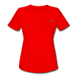 Women's Moisture Wicking Performance T-Shirt   WITH BROWN LOGO - red