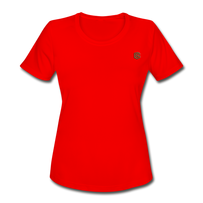 Women's Moisture Wicking Performance T-Shirt   WITH BROWN LOGO - red