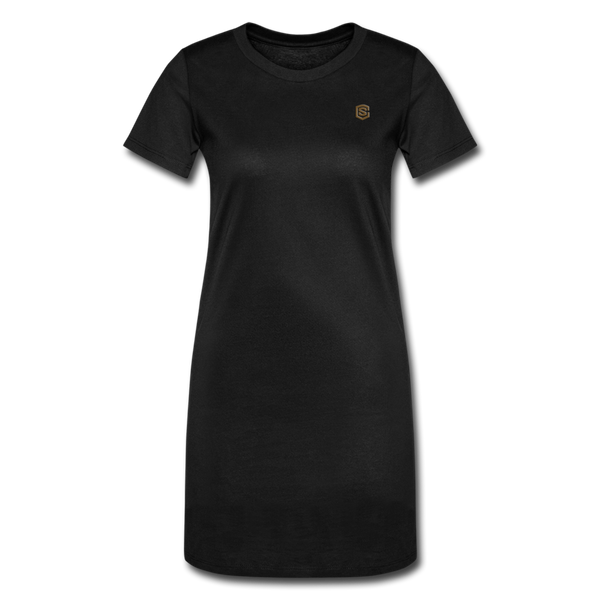 Women's T-Shirt Dress   WITH BROWN LOGO - black