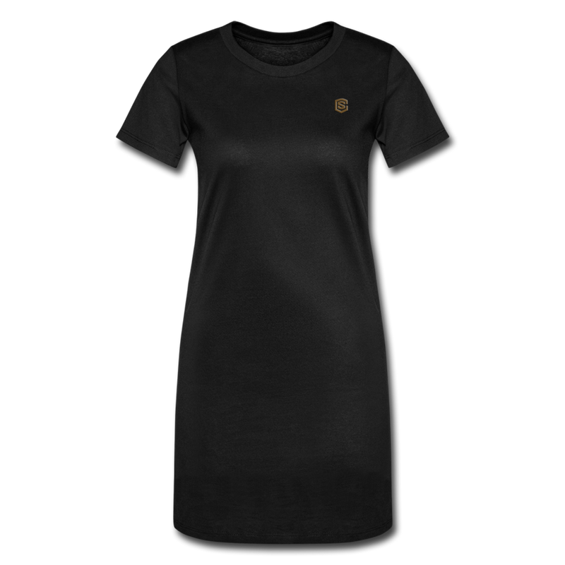 Women's T-Shirt Dress   WITH BROWN LOGO - black