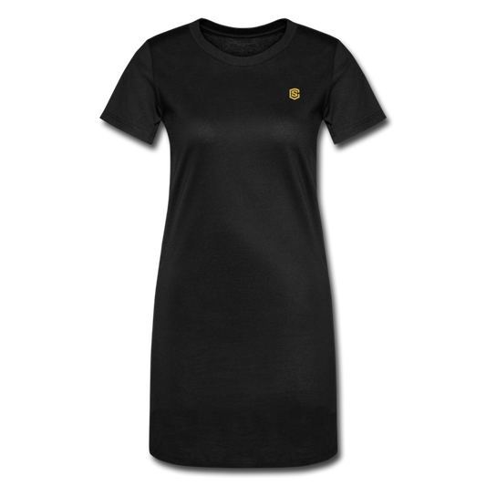 Women's T-Shirt Dress   WITH GOLD LOGO - black
