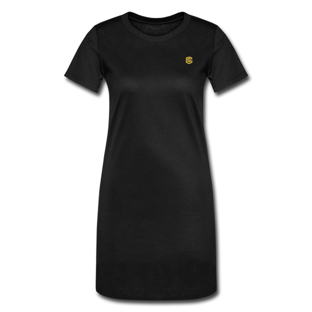 Women's T-Shirt Dress   WITH GOLD LOGO - black