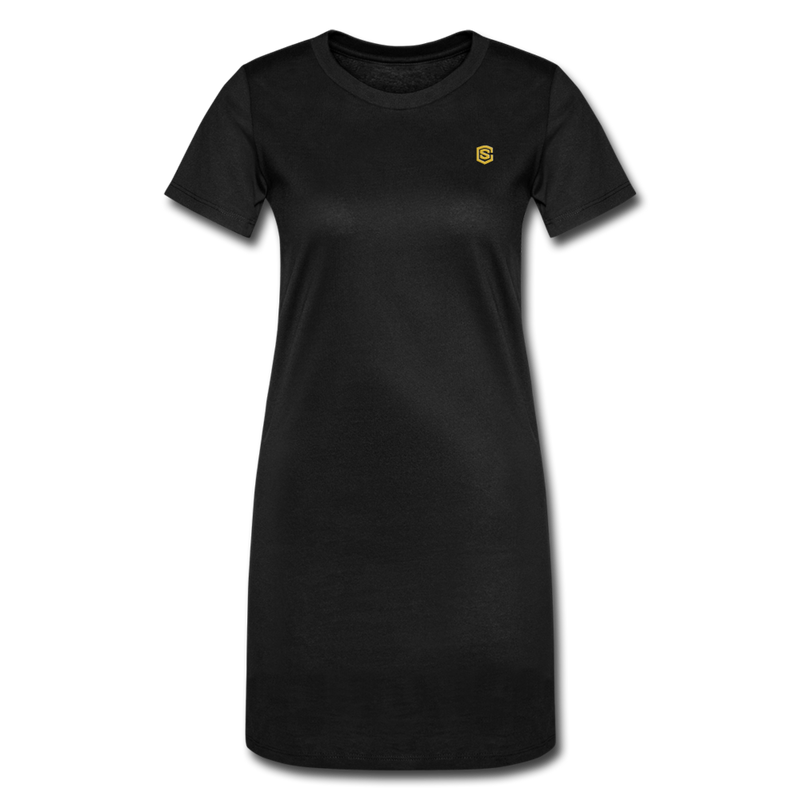 Women's T-Shirt Dress   WITH GOLD LOGO - black