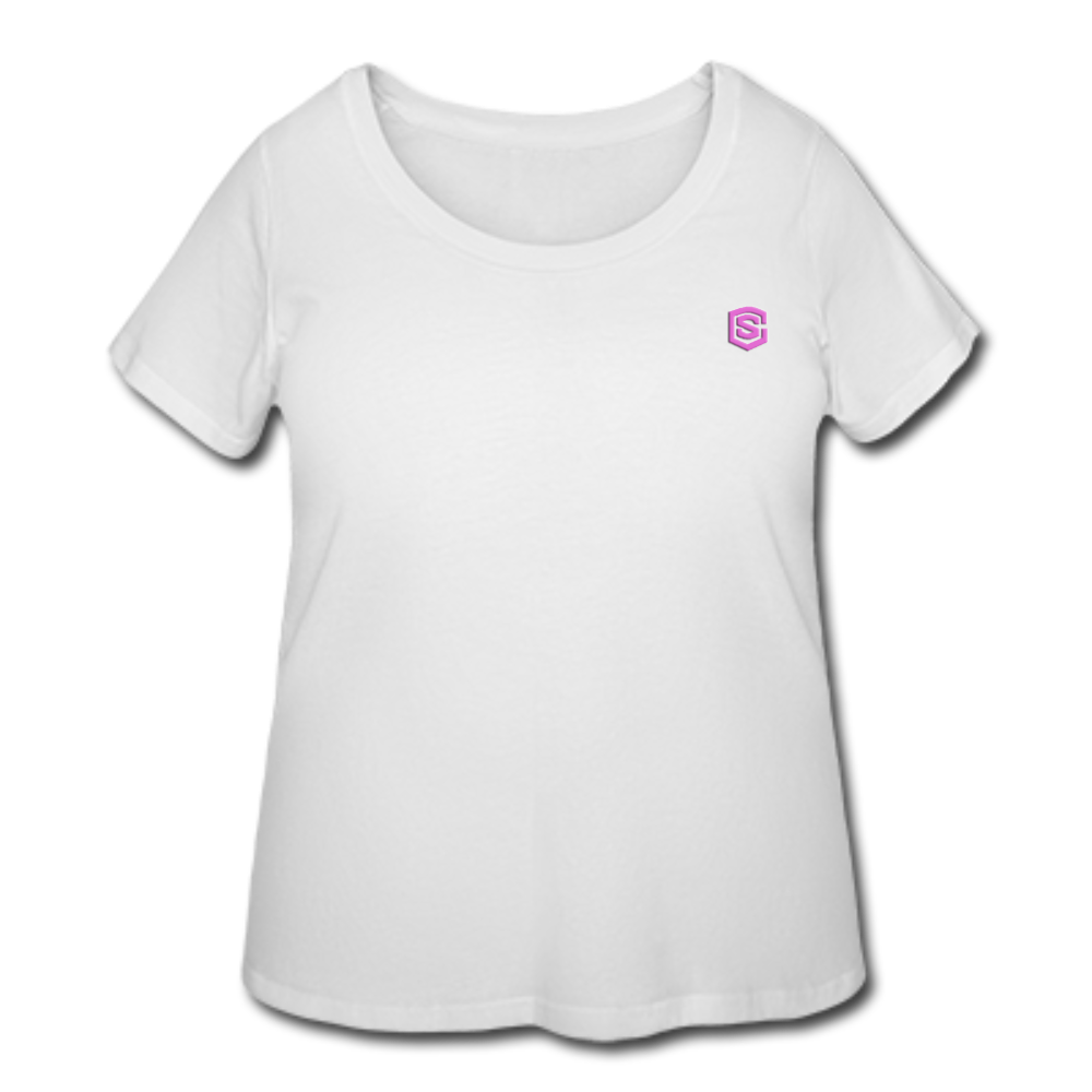 Women’s Curvy T-Shirt   WITH PINK LOGO - white