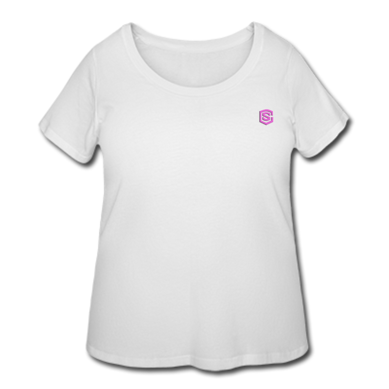 Women’s Curvy T-Shirt   WITH PINK LOGO - white