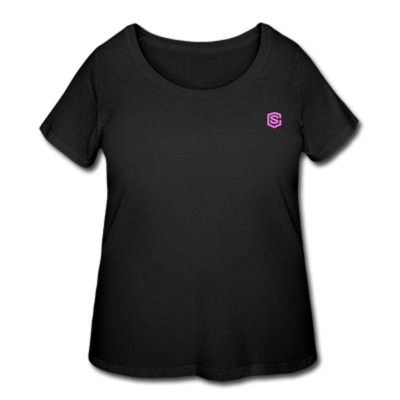 Women’s Curvy T-Shirt   WITH PINK LOGO - black