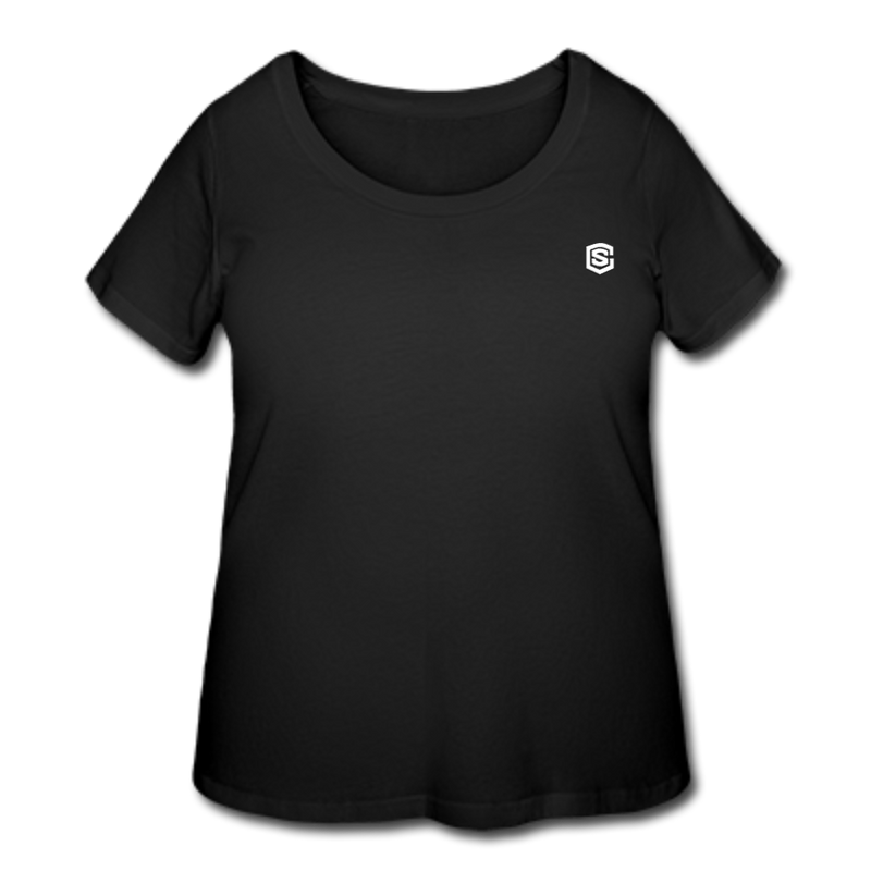 Women’s Curvy T-Shirt   WITH WHITE LOGO - black