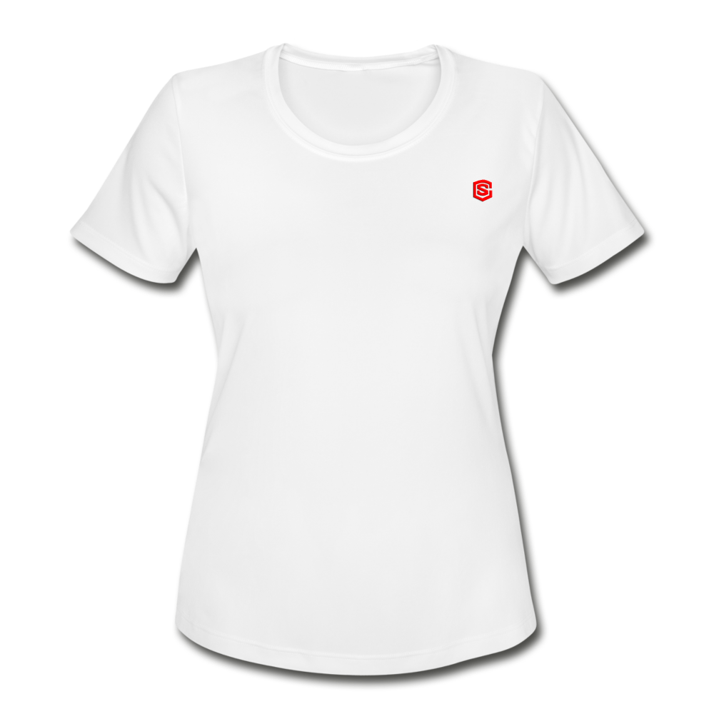 Women's Moisture Wicking Performance T-Shirt   WITH RED LOGO - white