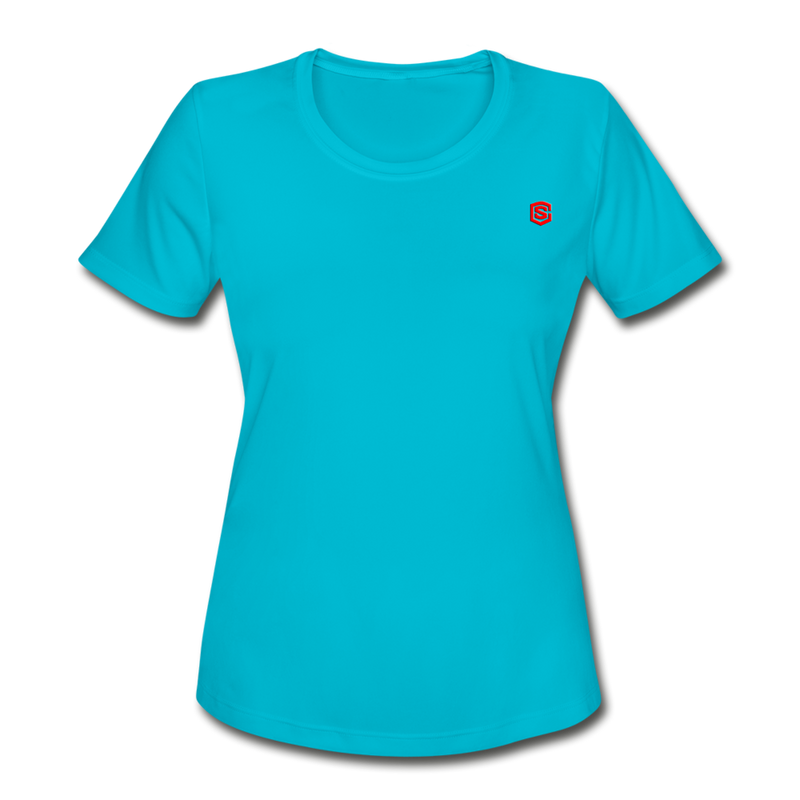 Women's Moisture Wicking Performance T-Shirt   WITH RED LOGO - turquoise