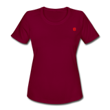 Women's Moisture Wicking Performance T-Shirt   WITH RED LOGO - burgundy