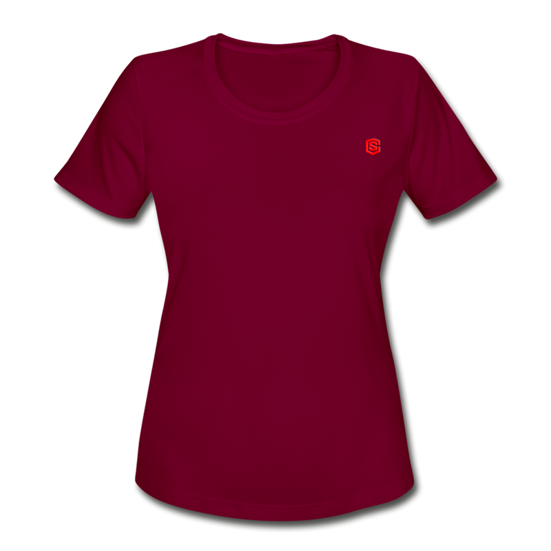 Women's Moisture Wicking Performance T-Shirt   WITH RED LOGO - burgundy