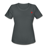 Women's Moisture Wicking Performance T-Shirt   WITH RED LOGO - charcoal