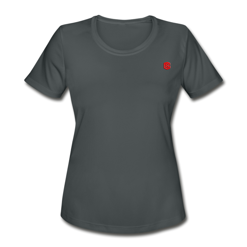 Women's Moisture Wicking Performance T-Shirt   WITH RED LOGO - charcoal