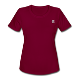 Women's Moisture Wicking Performance T-Shirt   WITH SILIVER LOGO - burgundy