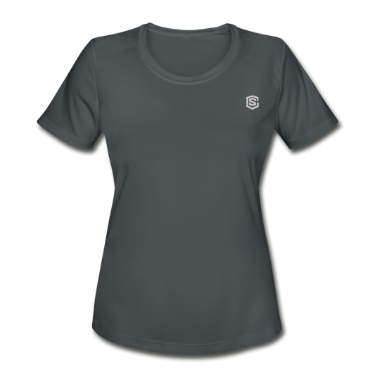 Women's Moisture Wicking Performance T-Shirt   WITH SILIVER LOGO - charcoal