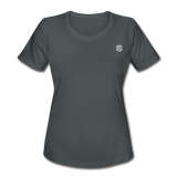 Women's Moisture Wicking Performance T-Shirt   WITH SILIVER LOGO - charcoal