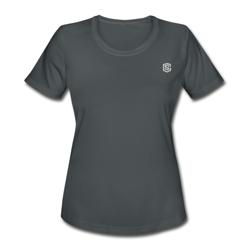 Women's Moisture Wicking Performance T-Shirt   WITH SILIVER LOGO - charcoal