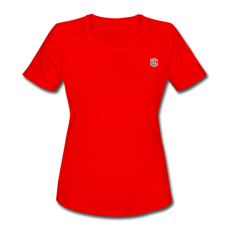 Women's Moisture Wicking Performance T-Shirt   WITH SILIVER LOGO - red