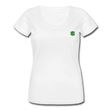 Women's Scoop Neck T-Shirt   WITH GREEN LOGO - white