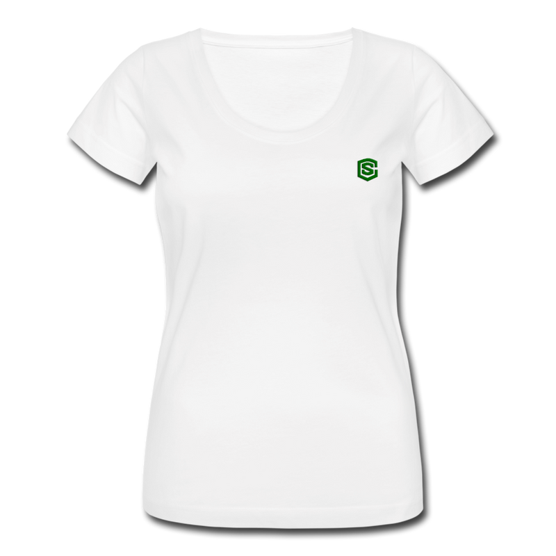 Women's Scoop Neck T-Shirt   WITH GREEN LOGO - white