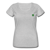 Women's Scoop Neck T-Shirt   WITH GREEN LOGO - heather gray