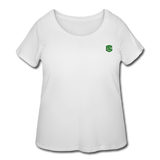 Women’s Curvy T-Shirt   WITH GREEN LOGO - white