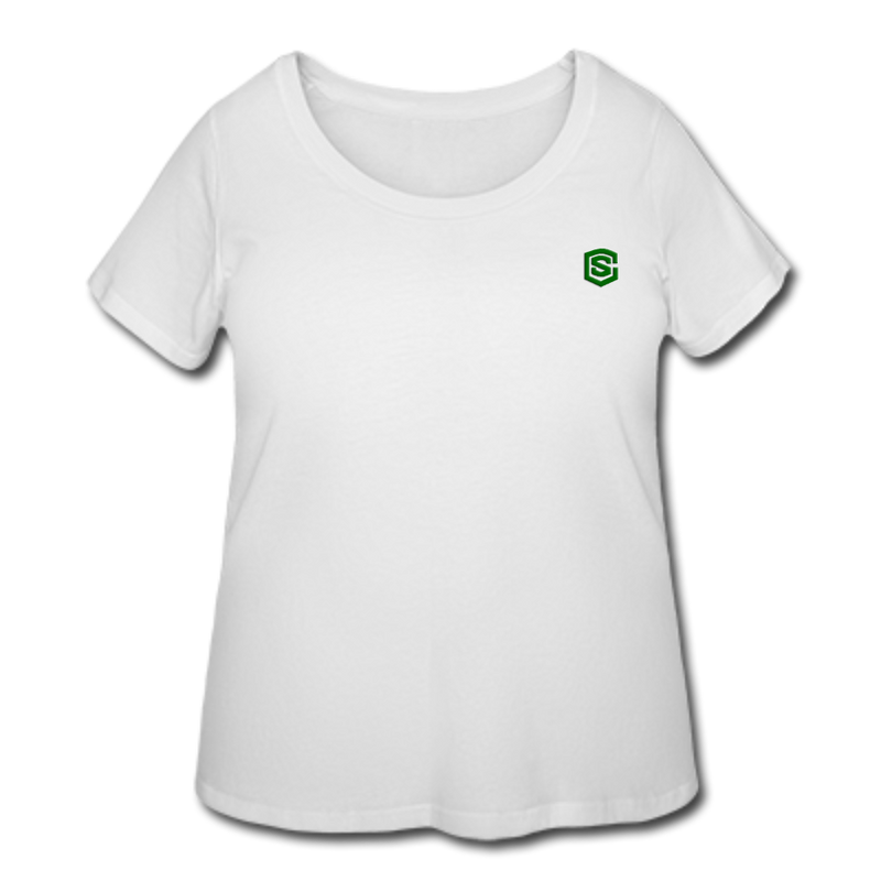 Women’s Curvy T-Shirt   WITH GREEN LOGO - white