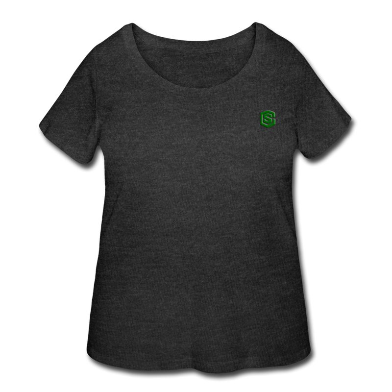 Women’s Curvy T-Shirt   WITH GREEN LOGO - deep heather