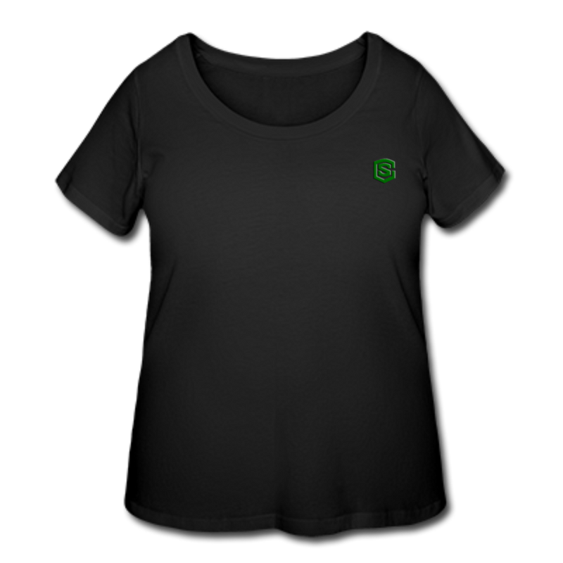 Women’s Curvy T-Shirt   WITH GREEN LOGO - black