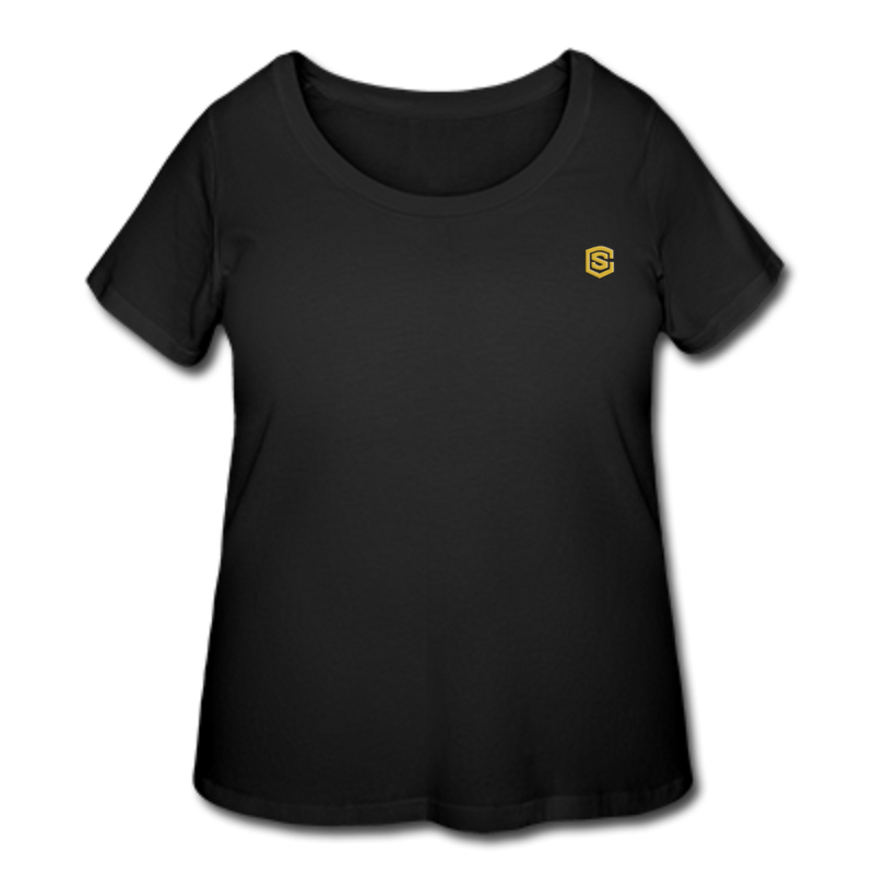 Women’s Curvy T-Shirt   WITH GOLD LOGO - black