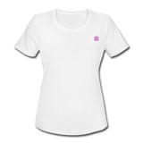 Women's Moisture Wicking Performance T-Shirt   WITH PINK  LOGO - white