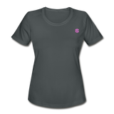 Women's Moisture Wicking Performance T-Shirt   WITH PINK  LOGO - charcoal