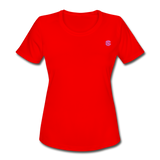 Women's Moisture Wicking Performance T-Shirt   WITH PINK  LOGO - red