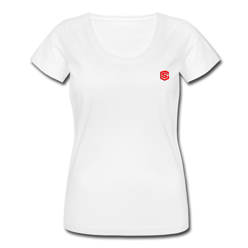 Women's Scoop Neck T-Shirt   WITH RED LOGO - white