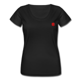 Women's Scoop Neck T-Shirt   WITH RED LOGO - black