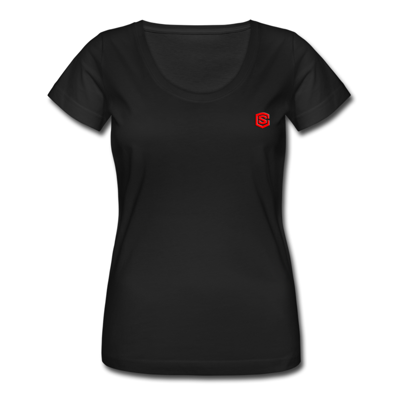 Women's Scoop Neck T-Shirt   WITH RED LOGO - black