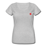 Women's Scoop Neck T-Shirt   WITH RED LOGO - heather gray