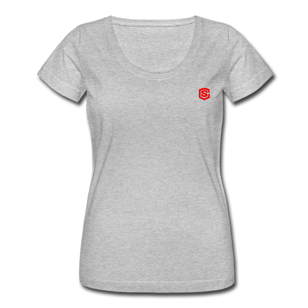 Women's Scoop Neck T-Shirt   WITH RED LOGO - heather gray