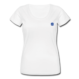 Women's Scoop Neck T-Shirt   WITH BLUE LOGO - white