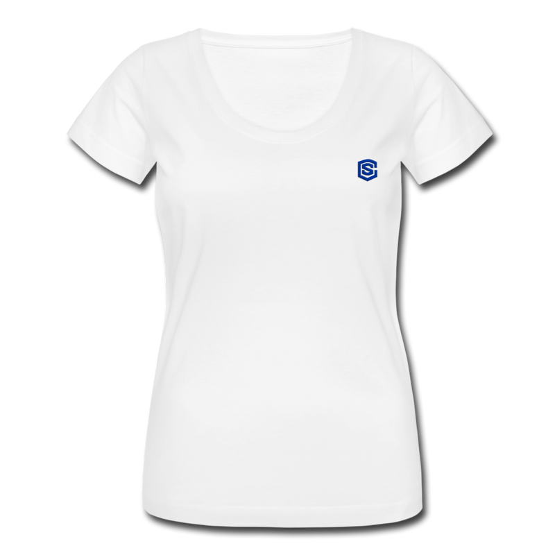 Women's Scoop Neck T-Shirt   WITH BLUE LOGO - white