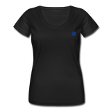 Women's Scoop Neck T-Shirt   WITH BLUE LOGO - black