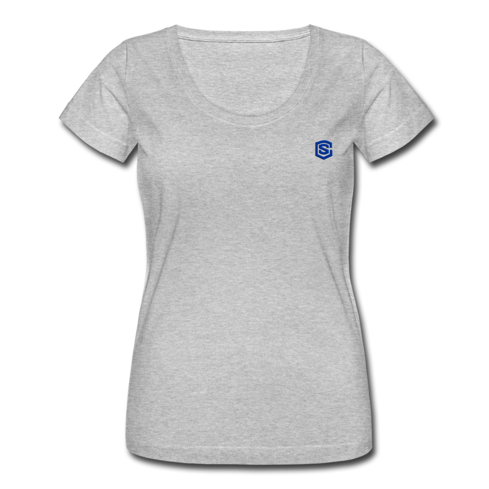 Women's Scoop Neck T-Shirt   WITH BLUE LOGO - heather gray
